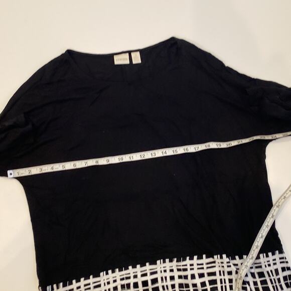 Chico’s Plaid Black & White Color Block Hem Tunic Top EUC Sz 16 Stretchy Rayon - Picture 8 of 13